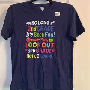 NWT Port and Company Blue Kid's Size T Shirt So Long 2nd Grade Sz Medium 10